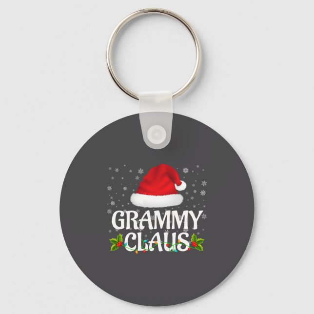 Grammy Claus Christmas Lights Santa Pajama Family  Nyckelring (Framsida)