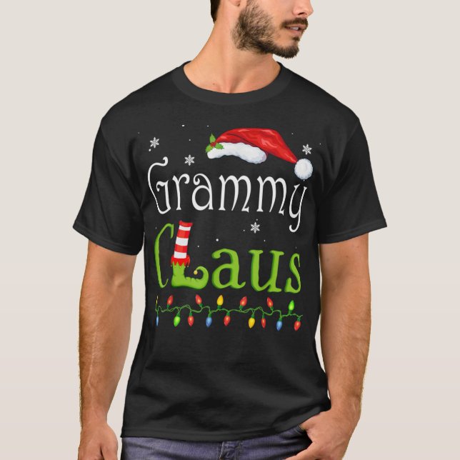 Grammy Claus Funny Family Santa Pajamas T Shirt (Framsida)