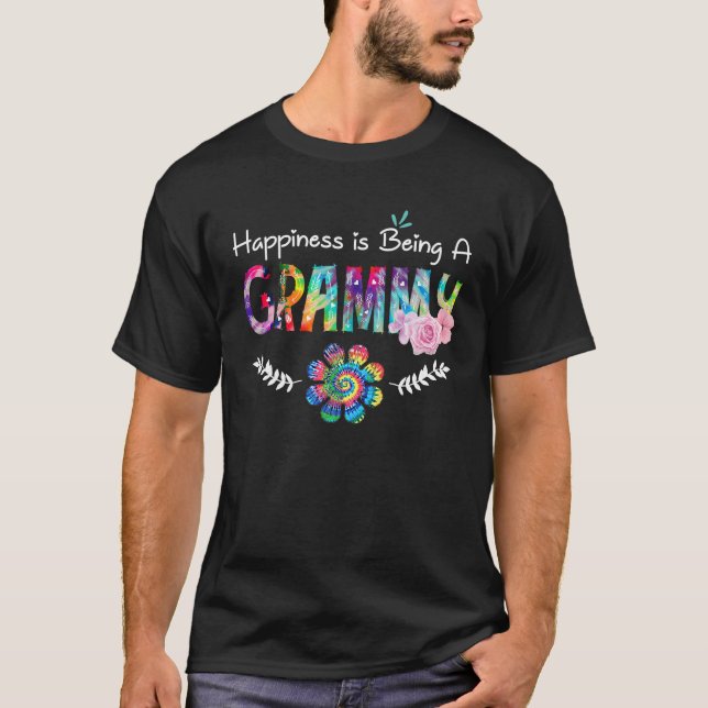 Grammy Flower Tie Dye Mor s T Shirt (Framsida)