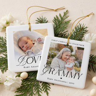 Grammy Första jul barnbarnsfoto minnessaker Julgransprydnad Keramik