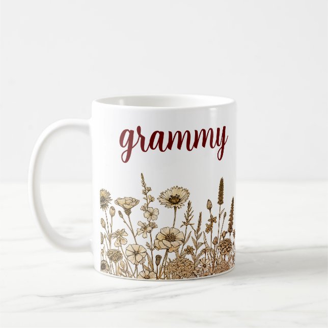 Grammy Modern Blommigt Design Kaffemugg (Vänster)