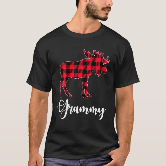 Grammy Moose Buffalo Plaid Red Christmas Pajama Fa T Shirt (Framsida)