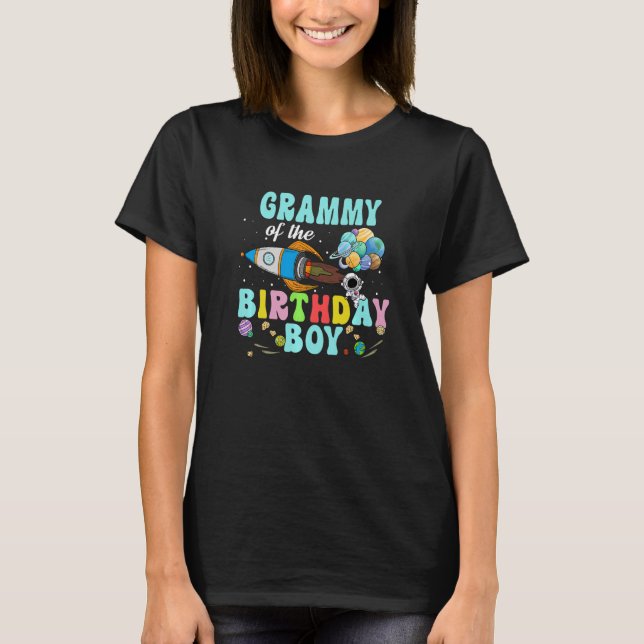 Grammy of the Birthday Astronaut Boy Space Party T Shirt (Framsida)