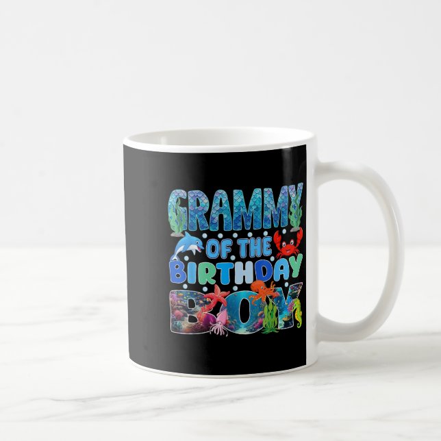 Grammy of the Birthday Boy Aquarium Sea Animals Mo Kaffemugg (Höger)