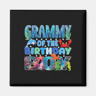 Grammy of the Birthday Boy Aquarium Sea Animals Mo Magnet