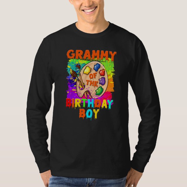 Grammy of the Birthday Boy Painting Family B Day P T Shirt (Framsida)