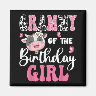 Grammy of the Birthday Girl Cow 1:a födelsedagen Magnet