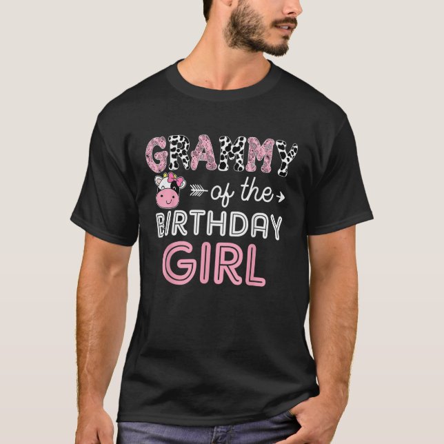 Grammy of the Birthday Girl Cow Matching Fami T Shirt (Framsida)