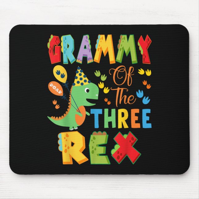 Grammy of the three rex 3rd Birthday Boy Dinosaur Musmatta (Framsidan)