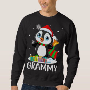 Grammy Penguins Santa Hat Funny julmatchning Lång Ärmad Tröja