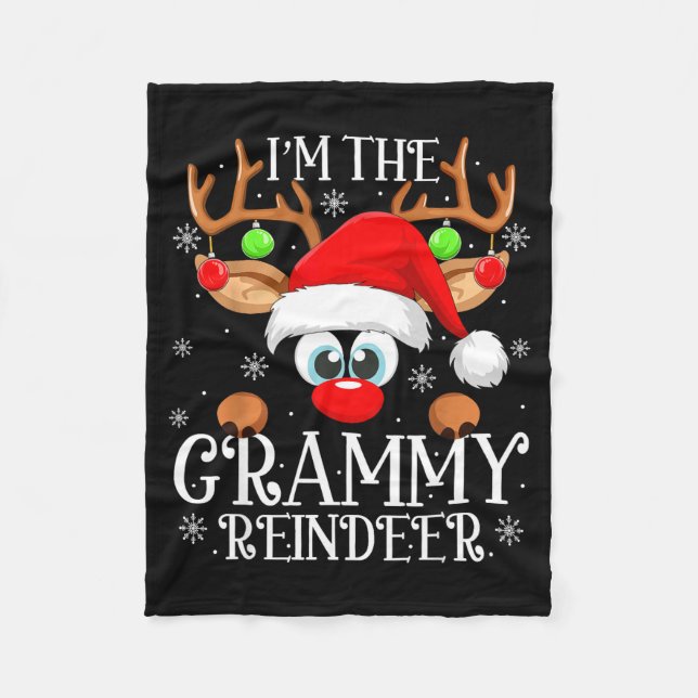 Grammy Reindeer Christmas Family Matching Group Fu Fleecefilt (Framsidan)