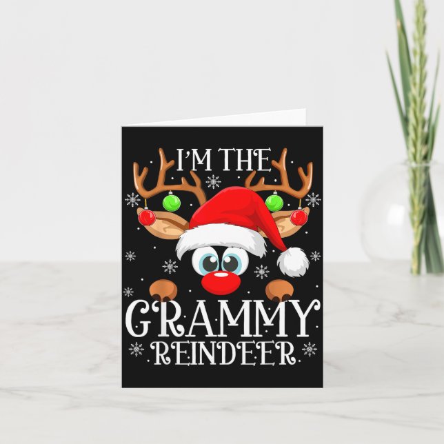 Grammy Reindeer Christmas Family Matching Group Fu Kort (Framsida)