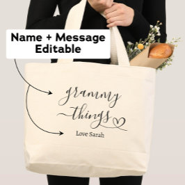 Grammy Sak Anpassningsbar Gift från Barnbarn Jumbo Tygkasse