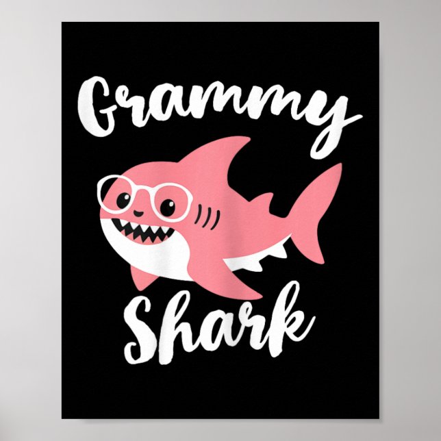 Grammy Shark Mors dag Grandma Funny Poster (Framsidan)