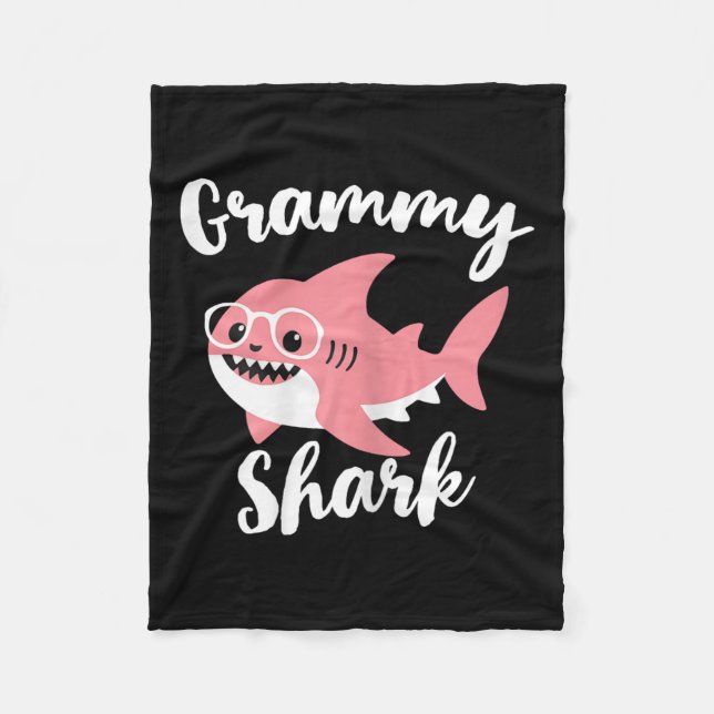 Grammy Shark Mors Dag Mormor Rolig  Fleecefilt (Framsidan)