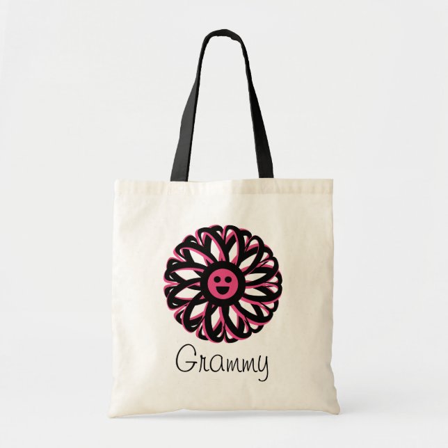 Grammy Söt Flower Tote Bag Tygkasse (Framsidan)