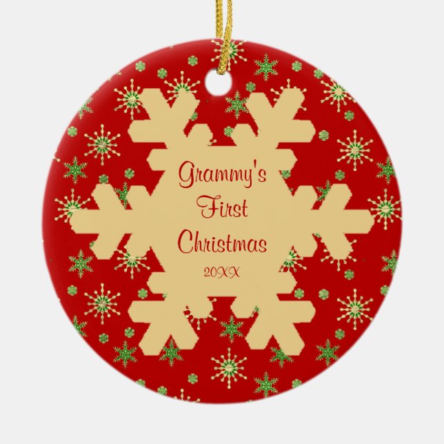 Grammys första jul röda snöflinga ornament (Framsidan)