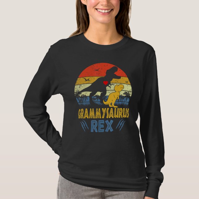 Grammysaurus Rex Dinosaur Grammy Saurus Familj Mat T Shirt (Framsida)
