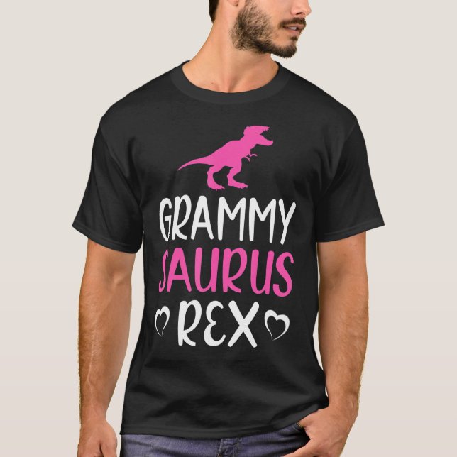 Grammysaurus Rex Dinosaur Grammy Saurus-familjen T Shirt (Framsida)