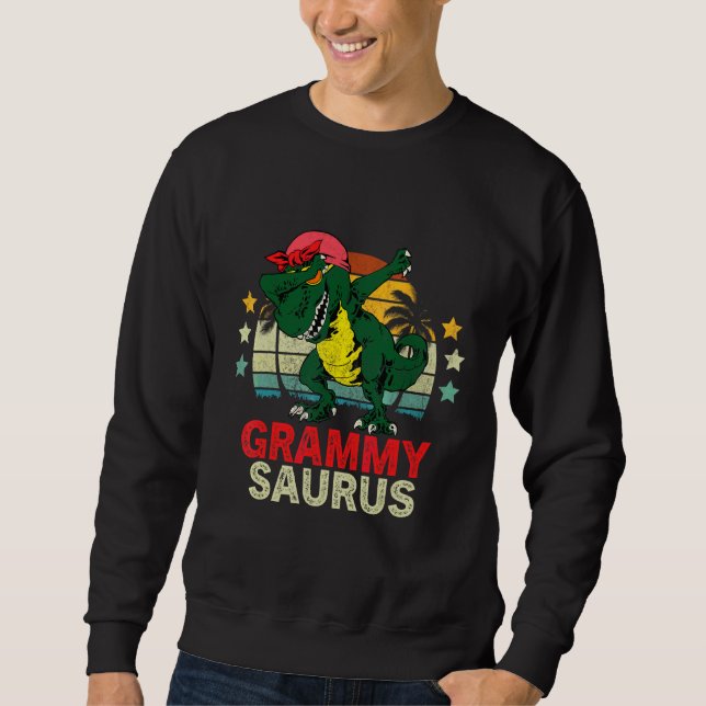 Grammysaurus Rex Dinosaur Grammy Saurus Lång Ärmad Tröja (Framsida)