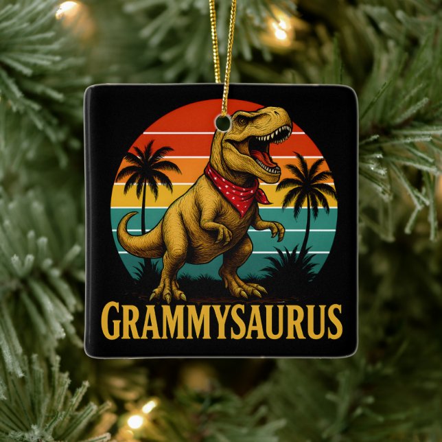 Grammysaurus t Rex Dinosaur Grammy Mors dag Julgransprydnad Keramik (Träd)