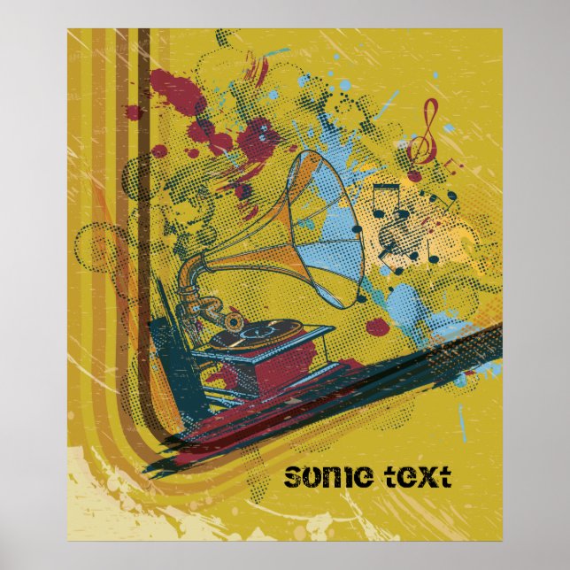 Gramophone-anpassningsbar-utskrift poster (Framsidan)