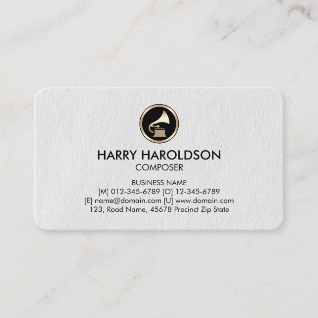 Gramophone Icon Composer Premium Business Card Visitkort (Framsida)
