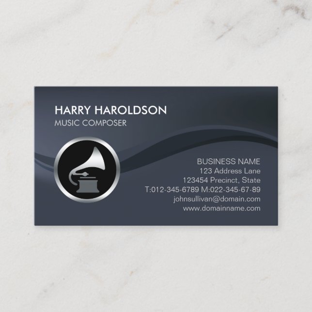 Gramophone Icon Music Composer Business Card Visitkort (Framsida)