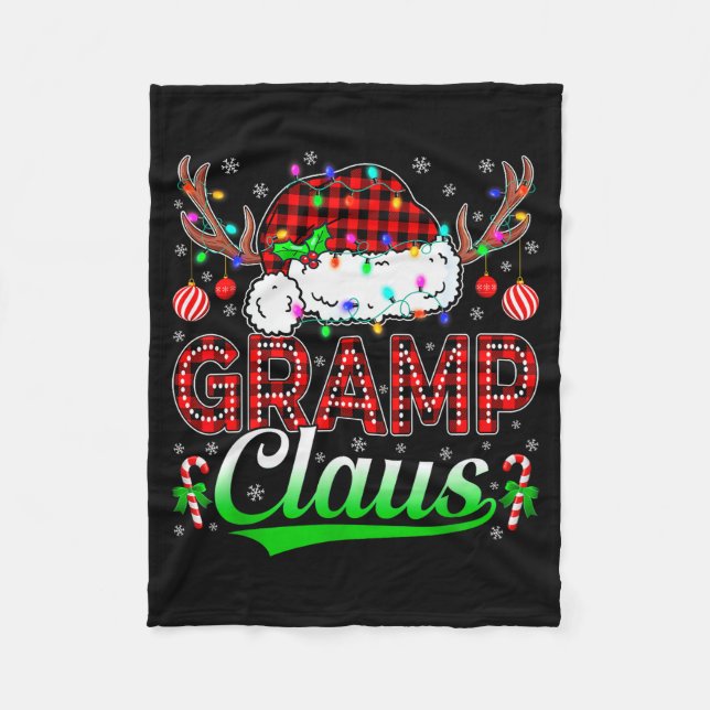 Gramp Claus Christmas Lights Matching Family Xmas  Fleecefilt (Framsidan)