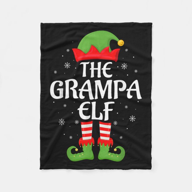 Grampa Elf Julafton Family Matching Elf Squad Chri Fleecefilt (Framsidan)