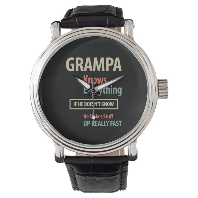 Grampa vet allt | Farfar Gift Armbandsur (Framsida)