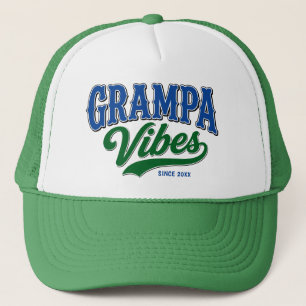 Grampa Vibes Grön Blå Retro Textdesign Keps