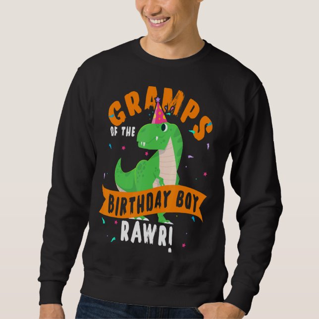 Gramper av födelsedagstjället Dinosaur Cute Lång Ärmad Tröja (Framsida)