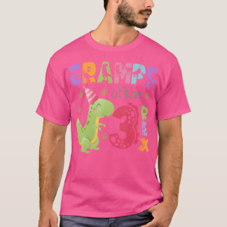 Gramper för de tre Rex 3Rd Birthday Boy Dinosaur T Shirt