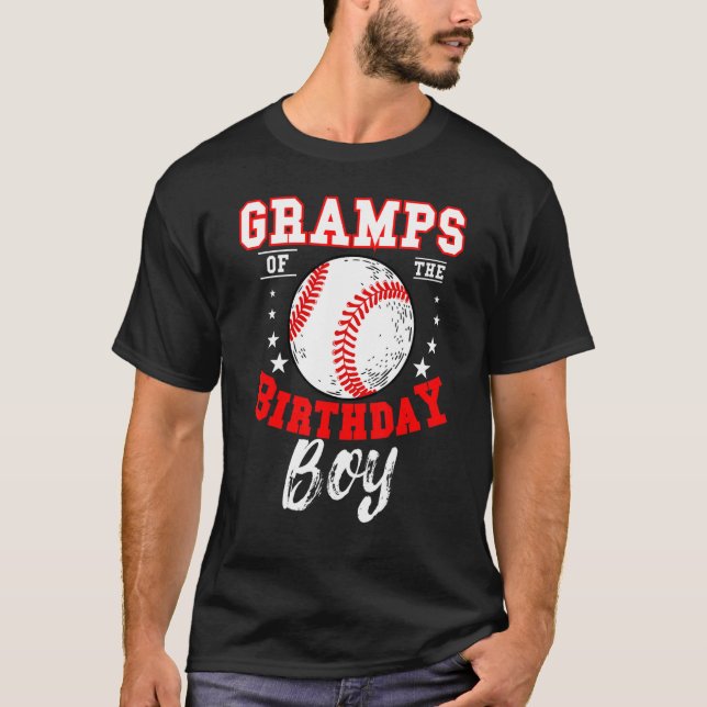 Gramper från födelsedagsdagen, Boy Baseball Theme  T Shirt (Framsida)