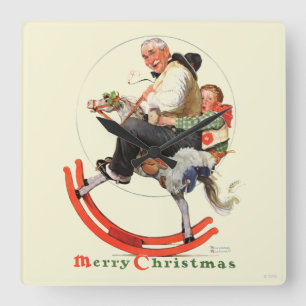 Gramper på Rocking Horse Fyrkantig Klocka