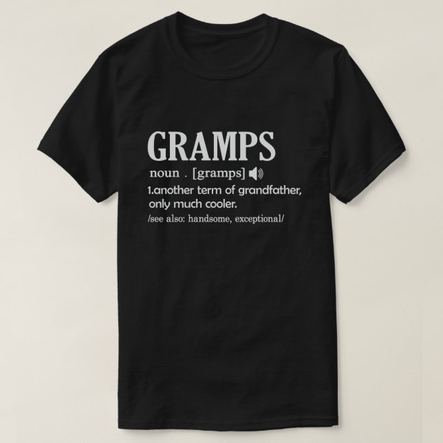 Gramps Definition Prany Betyder Coola Grandpa Gift T Shirt (Design framsida)