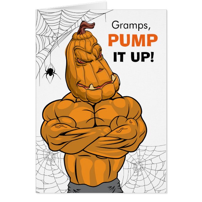 Gramps Halloween Muscled Jack o'Lantern Hälsningskort (Framsidan)