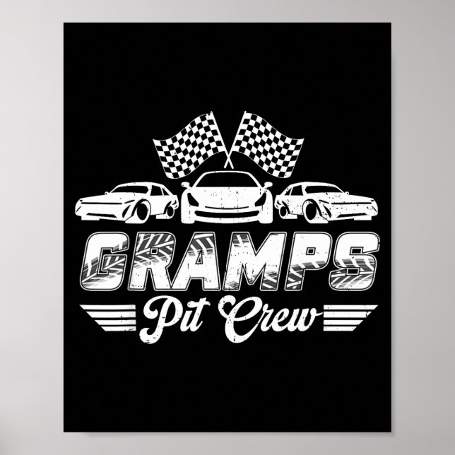 Gramps Pit Crew Födelsedagsfest Racingbil Älskare Poster (Framsidan)