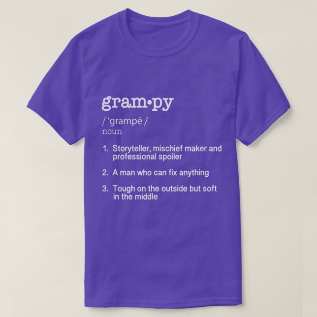 Grampy Definition    TFunny Fars dag Gift Tee  (Design framsida)