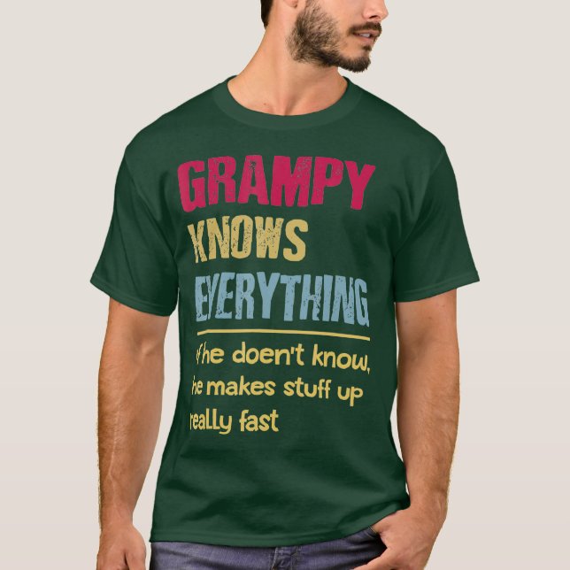 Grampy Know All Grandpa Gifts T Shirt (Framsida)