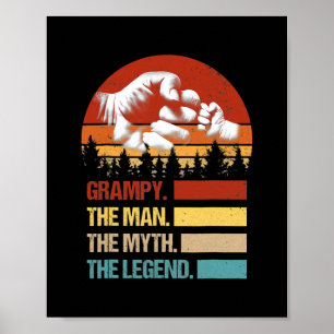 Grampy Man Myth Legend Vintage Pappa Fist Bump Poster