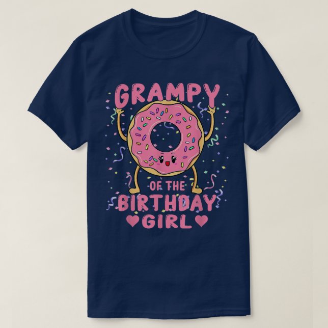 Grampy of the Birthday Girl Rosa Donut Bday Party T Shirt (Design framsida)