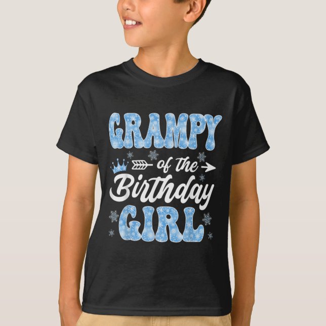 Grampy Of The Birthday Girl Snowflakes Winter Chri T Shirt (Framsida)