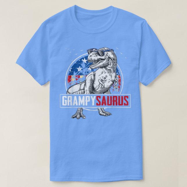 Grampy saurus Dinosaur T Re American Flagga Family T Shirt (Design framsida)