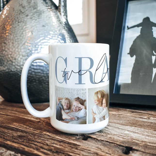 Grampy Vi Kärlek You 4 Photo Collage Kaffemugg (Skapare uppladdad)