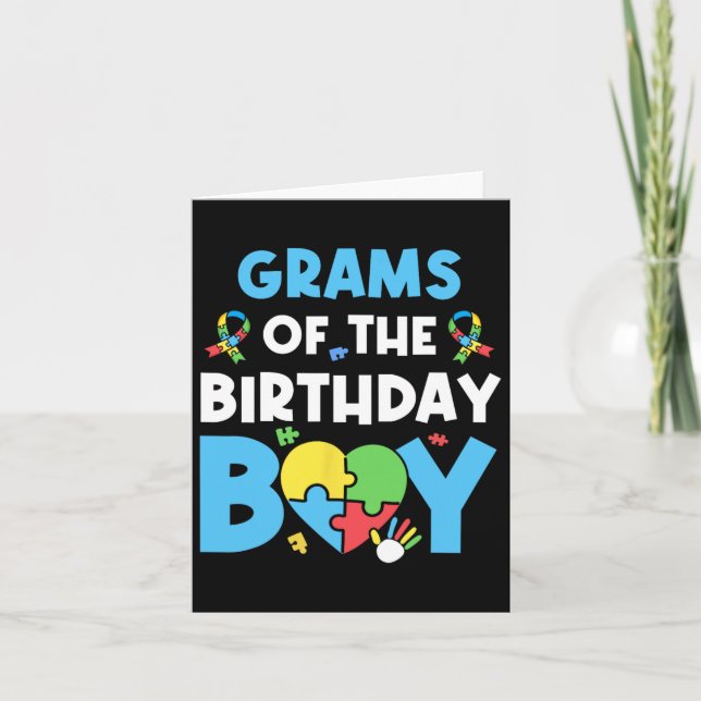 Grams of the Birthday Boy Autism Awareness Puzzle Kort (Framsida)