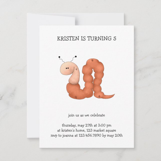 Grams trädgård ・ Röd Mask Inbjudningar (Framsida)