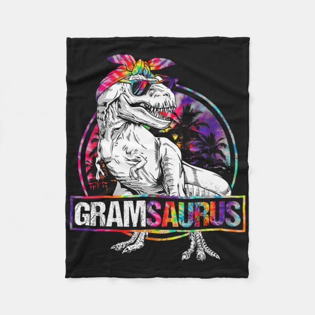Gramsaurus Dinosaur Gram Saurus Familj Matchande T Fleecefilt (Framsidan)