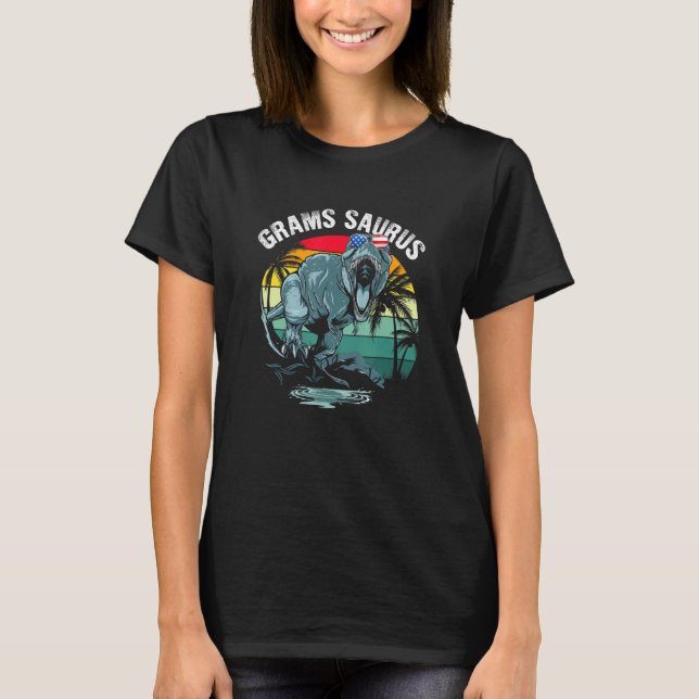 Gramssaurus t Rex Dinosaur Grams Saurus Us Flagga  Shirt (Framsida)
